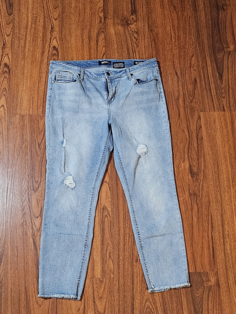 Buffalo David Bitton Light Blue Distressed Ankle Jeans